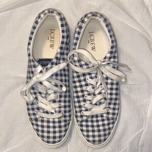 J. CREW Navy and White Gingham Laced Fashion Sneakers